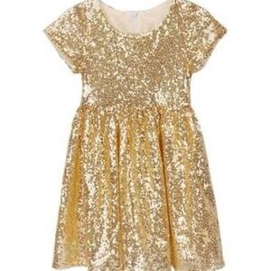 Brand New With Tags Girls Gold Sequin Lined Dress